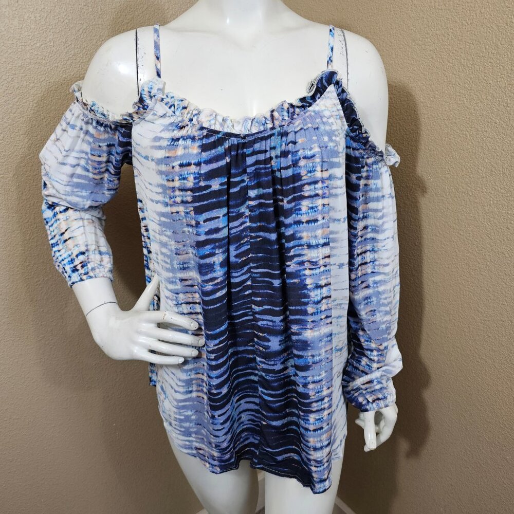FIFTEEN TWENTY Cold Shoulder Shirt Top Blouse~Size M